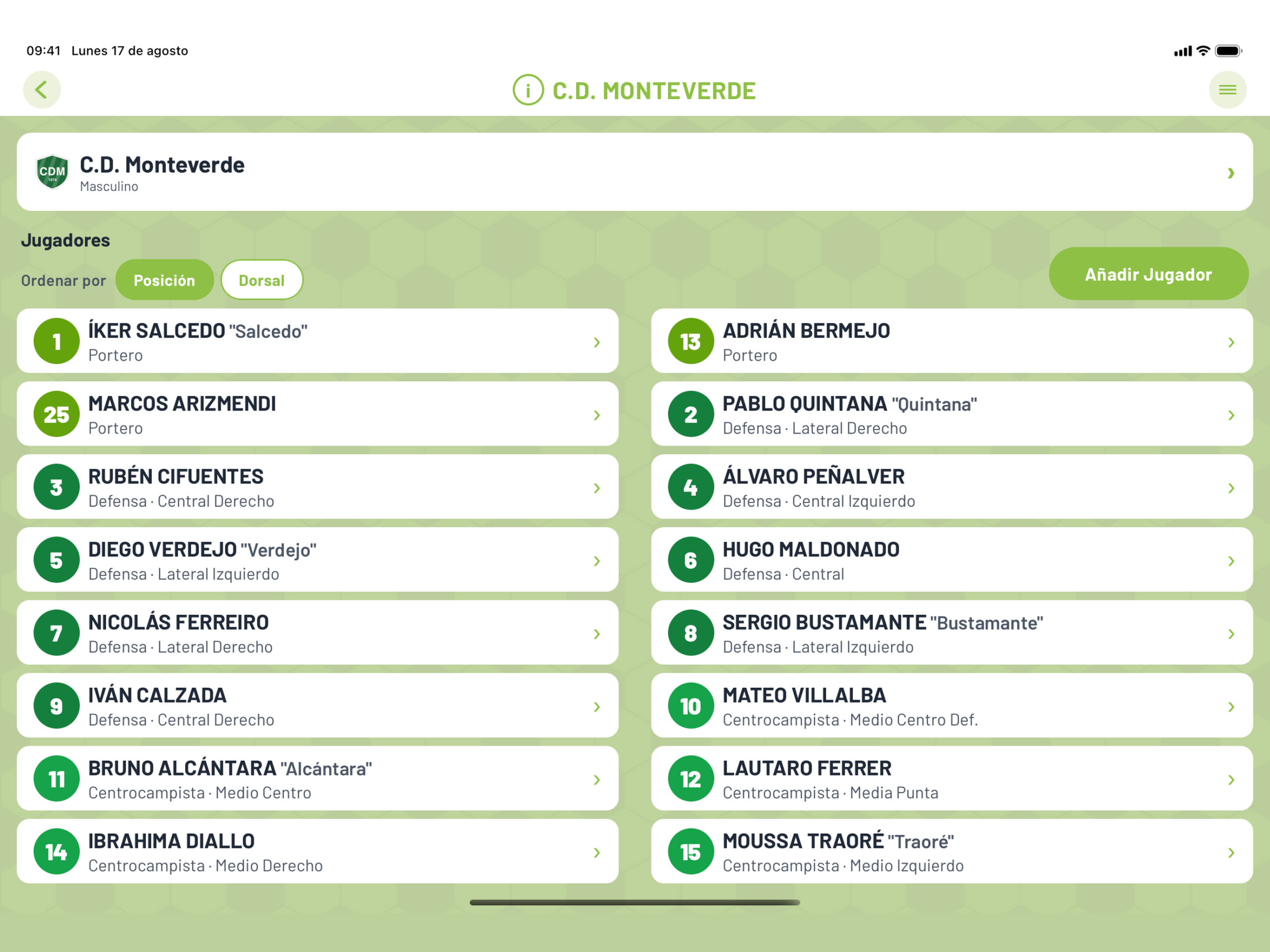 03-jugadores Gestión de jugadores y alineación del equipo