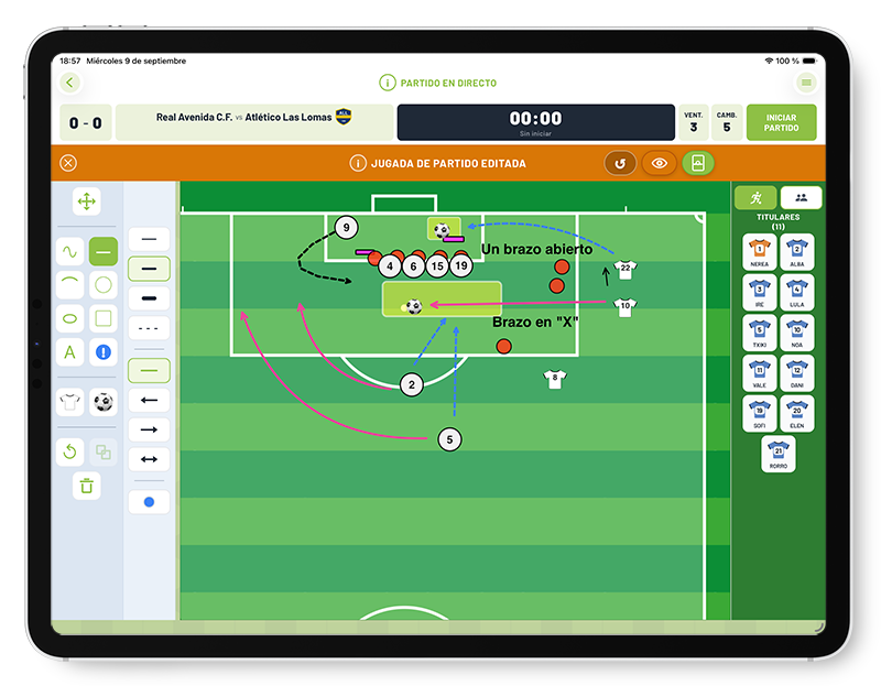 03compite 3. Llévalo al banquillo en Set Pieces Coach